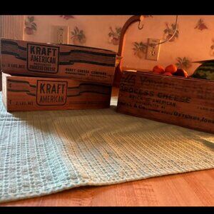 3 Vintage cheese crates, Kraft Cheese and Morrell’s Yorkshire Farms Cheese
